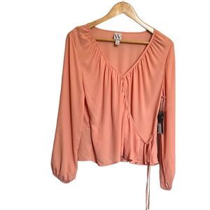 NWT Worthington Womens Blouse Peach Size PL